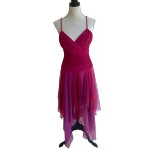 Water Signs Maroon Purple Y2K Handkerchief Hem Tulle Dress Sz M Fairy Whimsigoth